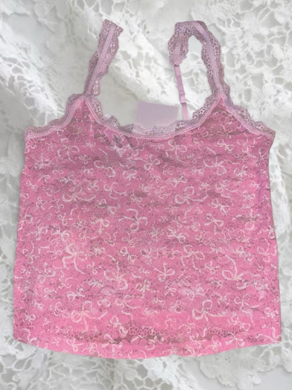 Victoria’s Secret PINK x LoveShackFancy Coquette Lace-Trim Tank Top 🎀 🍬 - Picture 2 of 5
